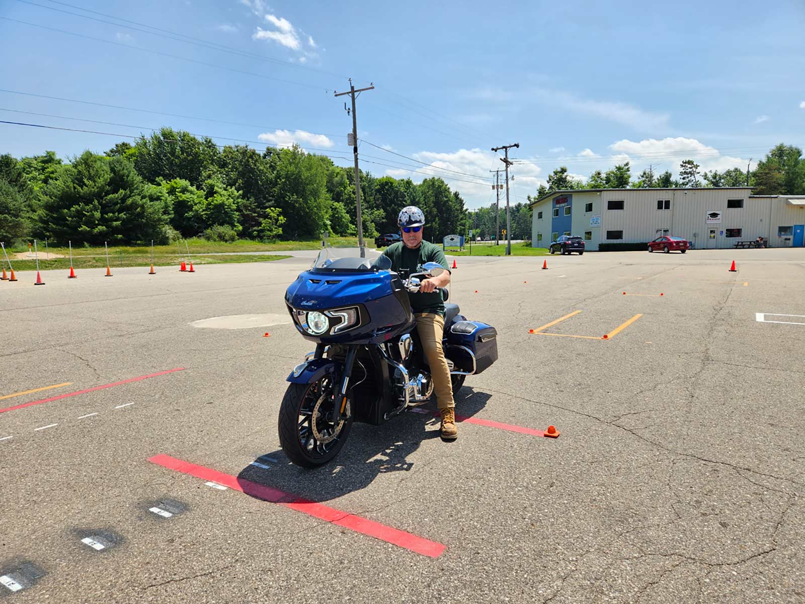 man ready for cycle test on motorcycle